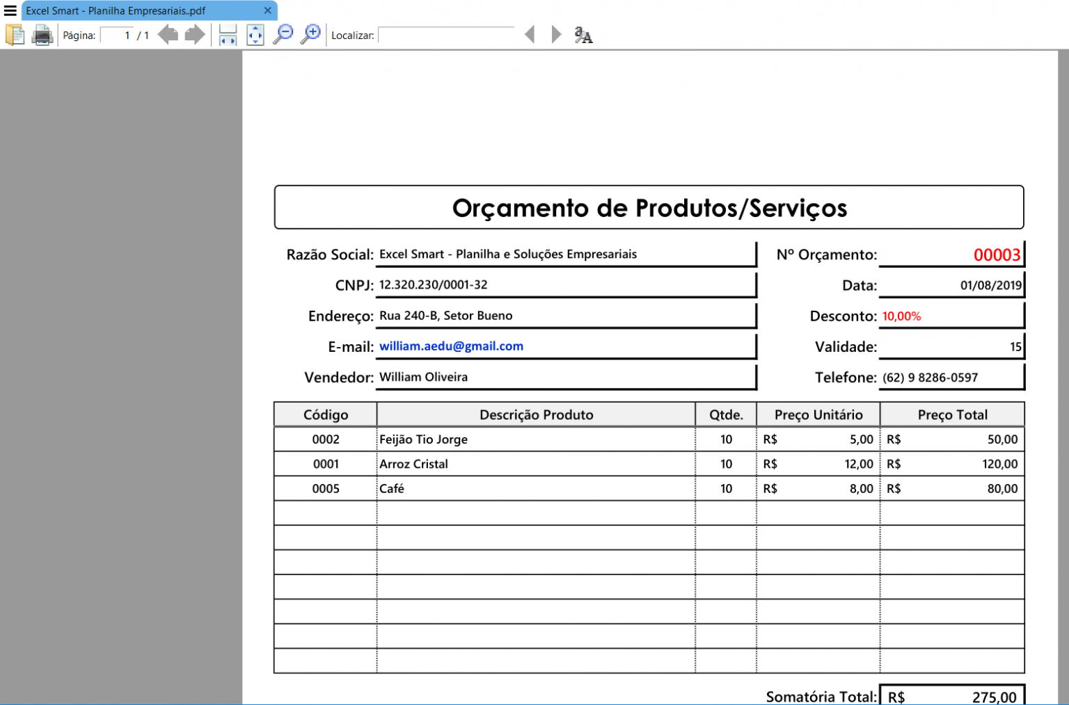 Planilha Para Gerar Or Amento B Sica Em Excel Excel Smart