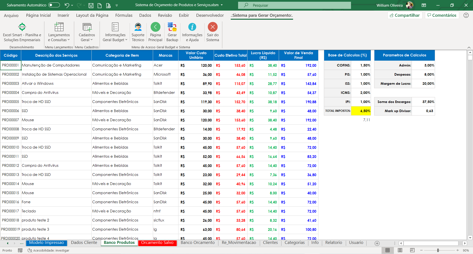 Sistema Controle de Orçamentos e Cotação em Excel Excel Smart