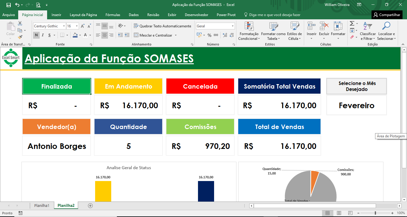 Somar dados através de vários critérios com a função SOMASES do Excel