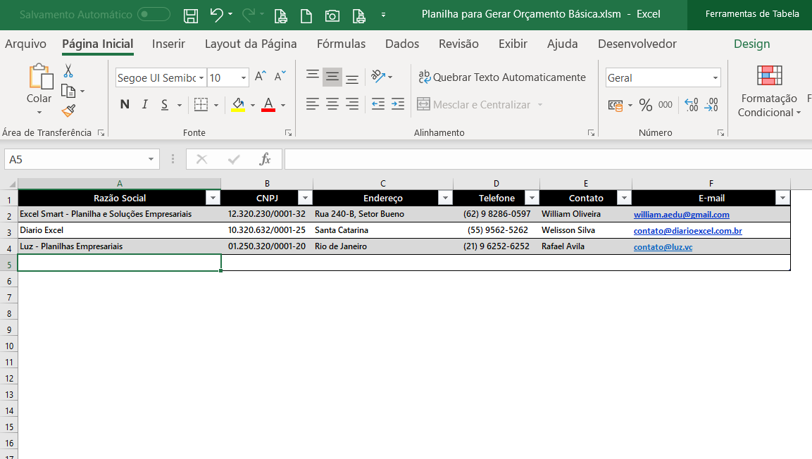 Planilha Para Gerar Orçamento Básica Em Excel Excel Smart 4675